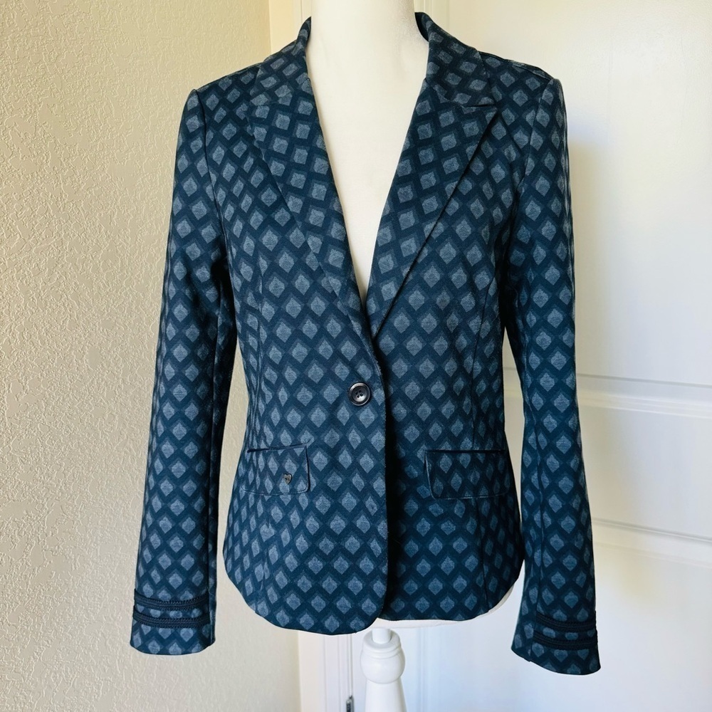 ZHRILL Betsy Diamond Print Navy Blue Blazer